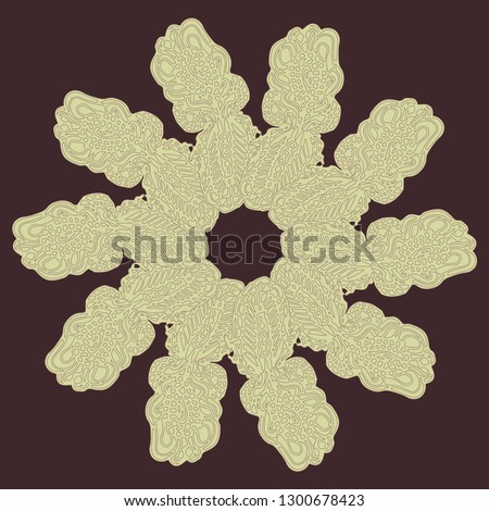 New symmetrical mandala in style zentangle inspired art with doodle. Decorative object can be used for wallpaper, pattern fills, web pages, surface textures.