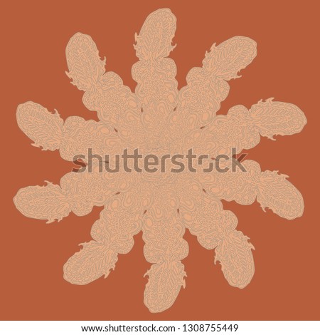 New symmetrical mandala in style zentangle inspired art with doodle. Decorative object can be used for wallpaper, pattern fills, web pages, surface textures.