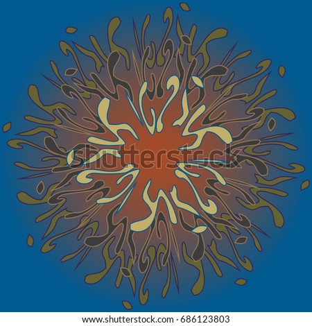 New symmetrical mandala in style zentangle inspired art with doodle. Decorative object can be used for wallpaper, pattern fills, web pages, surface textures.