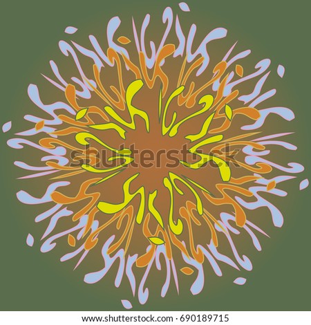 New symmetrical mandala in style zentangle inspired art with doodle. Decorative object can be used for wallpaper, pattern fills, web pages, surface textures.