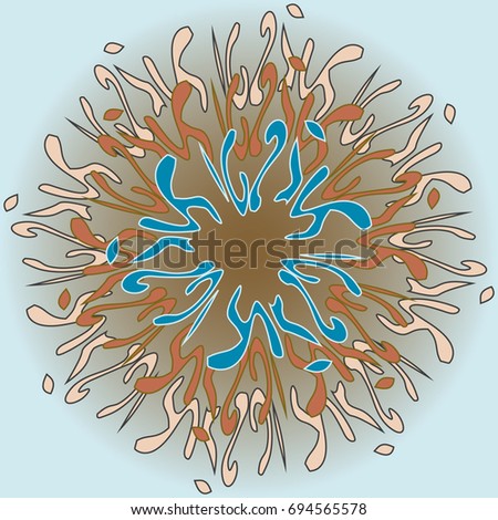 New symmetrical mandala in style zentangle inspired art with doodle. Decorative object can be used for wallpaper, pattern fills, web pages, surface textures.