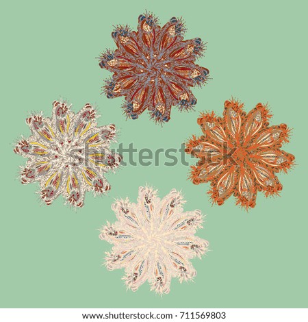 New symmetrical mandala in style zentangle inspired art with doodle. Decorative object can be used for wallpaper, pattern fills, web pages, surface textures.