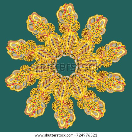New symmetrical mandala in style zentangle inspired art with doodle. Decorative object can be used for wallpaper, pattern fills, web pages, surface textures.