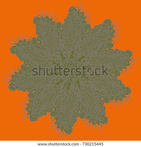 New symmetrical mandala in style zentangle inspired art with doodle. Decorative object can be used for wallpaper, pattern fills, web pages, surface textures.