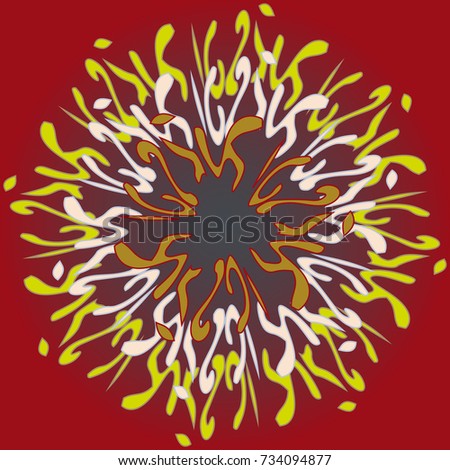 New symmetrical mandala in style zentangle inspired art with doodle. Decorative object can be used for wallpaper, pattern fills, web pages, surface textures.