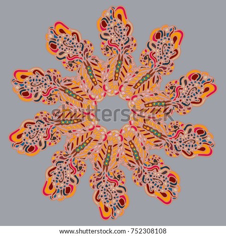 New symmetrical mandala in style zentangle inspired art with doodle. Decorative object can be used for wallpaper, pattern fills, web pages, surface textures.