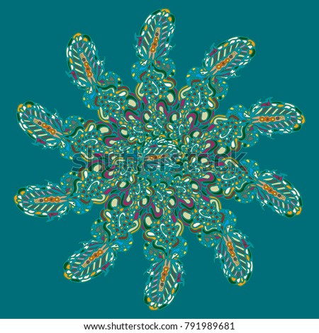 New symmetrical mandala in style zentangle inspired art with doodle. Decorative object can be used for wallpaper, pattern fills, web pages, surface textures.