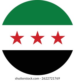 Nova bandeira síria vetor circular design e ilustração