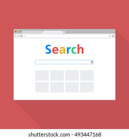 New Tab browser search. Window browser search. Simple, flat style. Graphic vector illustration.