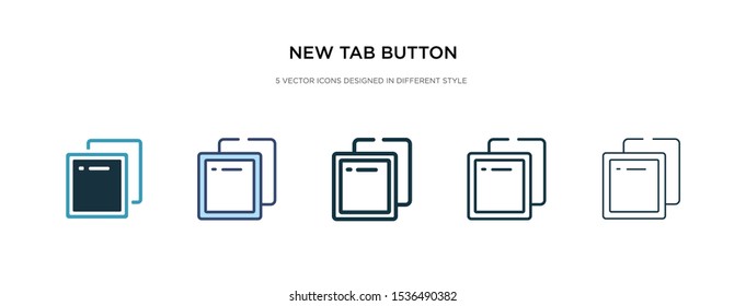 New Tab Button Icon In Different Style Vector Illustration. Two Colored And Black New Tab Button Vector Icons Designed In Filled, Outline, Line And Stroke Style Can Be Used For Web, Mobile, Ui