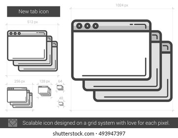 New tab vector line icon isolated on white background. New tab line icon for infographic, website or app. Scalable icon designed on a grid system.