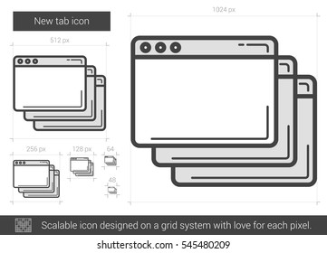 New tab vector line icon isolated on white background. New tab line icon for infographic, website or app. Scalable icon designed on a grid system.