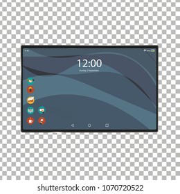 New tablet front and black vector drawing eps10 format isolated on transparent background.