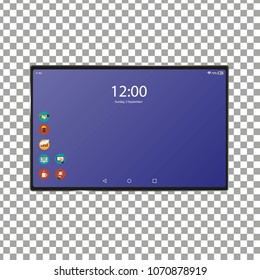 New tablet front and black vector drawing eps10 format isolated on transparent background.