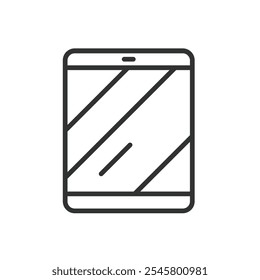 Nueva tableta, icono en el diseño de línea. Nuevo, tableta, dispositivo, pantalla táctil, portátil, tecnología, móvil sobre Vector de fondo blanco. Nuevo icono de trazo editable de Tablet