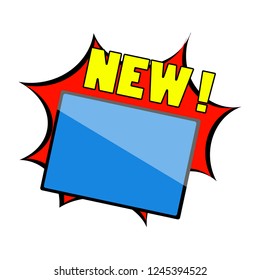 New  Tablets Product Bubble Sign. Retro Style. Vectoral Illustration.