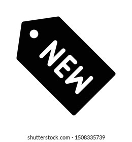 new tag glyph flat vector icon