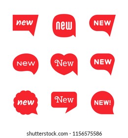 New tag icons, labels and stickers with dialog speech bubble