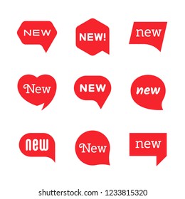 New tag icons, labels and stickers with dialog speech bubble