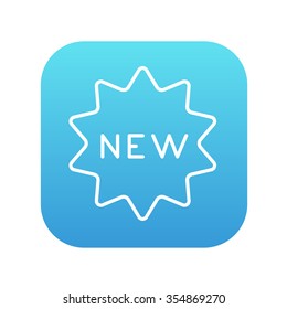 New tag line icon for web, mobile and infographics. Vector white icon on the blue gradient square with rounded corners isolated on white background.