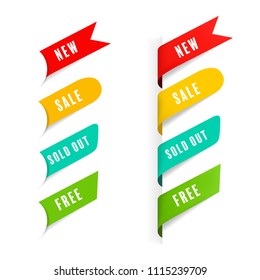 New tag ribbon and banner vector badge design.