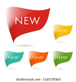 New tag ribbon and banner vector. business red label.