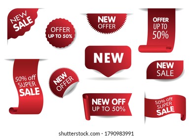 New tag ribbon and banner vector. Set of sale tags with text - best choice, special offer, discounts. Price tag.