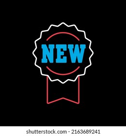 New tag and ribbons vector icon isolated on the black. E-commerce sign. Graph symbol for your web site design, logo, app, UI