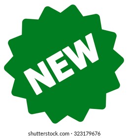 New Tag vector icon. Style is flat symbol, green color, rounded angles, white background.