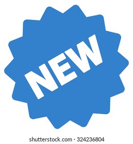 New Tag vector icon. Style is flat symbol, cobalt color, rounded angles, white background.