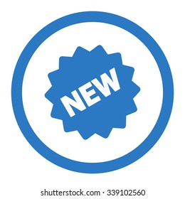 New Tag vector icon. Style is flat rounded symbol, smooth blue color, rounded angles, white background.