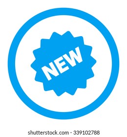 New Tag vector icon. Style is flat rounded symbol, blue color, rounded angles, white background.