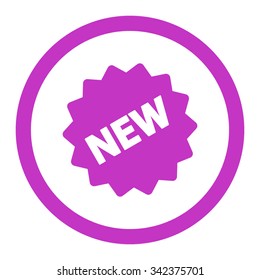 New Tag vector icon. Style is flat rounded symbol, violet color, rounded angles, white background.