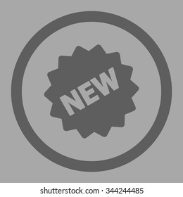 New Tag vector icon. Style is flat rounded symbol, dark gray color, rounded angles, silver background.