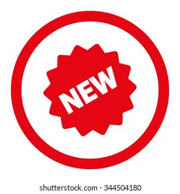 New Tag vector icon. Style is flat rounded symbol, intensive red color, rounded angles, white background.
