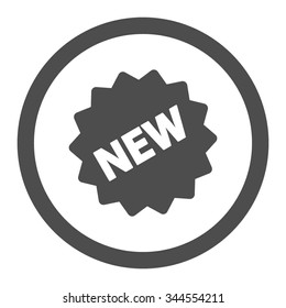 New Tag vector icon. Style is flat rounded symbol, gray color, rounded angles, white background.