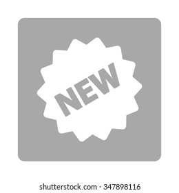 New Tag vector icon. Style is flat rounded square button, white and silver colors, white background.