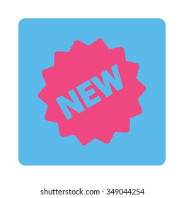 New Tag vector icon. Style is flat rounded square button, pink and blue colors, white background.