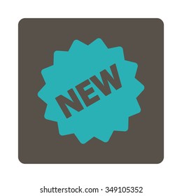 New Tag vector icon. Style is flat rounded square button, cyan and grey colors, white background.
