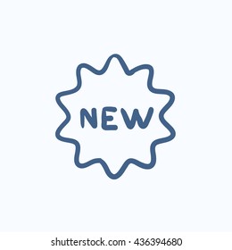 New tag vector sketch icon isolated on background. Hand drawn New tag icon. New tag sketch icon for infographic, website or app.