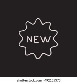 New tag vector sketch icon isolated on background. Hand drawn New tag icon. New tag sketch icon for infographic, website or app.