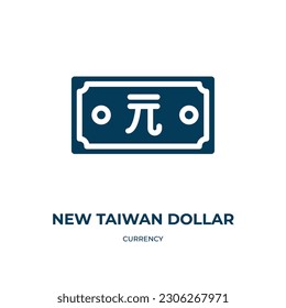 nuevo icono vector del dólar de taiwán. nuevo dólar taiwán, cambio, íconos llenos de negocios del concepto de moneda plana. Icono de glifo negro aislado, elemento de símbolo de ilustración vectorial para diseño web y móvil 