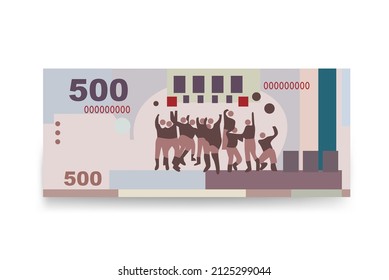 New Taiwan Dollar Vector Illustration. Taiwanese money set bundle banknotes. Paper money 500 TWD. Flat style. Isolated on white background. Simple minimal design.
