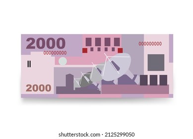 Neue Taiwan Dollar Vektorgrafik. taiwanesische Geld-Paket-Banknoten. Papiergeld 2000 TWD. Flacher Stil. Einzeln auf weißem Hintergrund. Einfaches minimales Design.