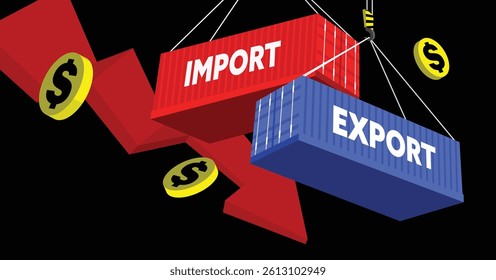 New Tariffs Effect Foreign Trade Import Export Barriers by United States of America Illustration Concept Vector