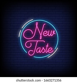 Nuevo vector de texto de estilo neón de sabor