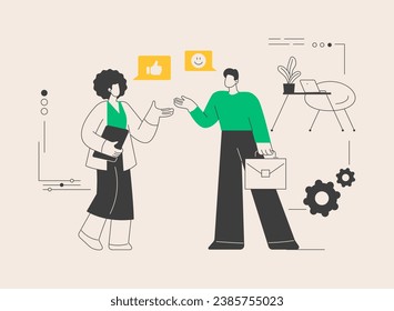 New team members abstract concept vector illustration. Adaptation, join company, employees training, first day, new colleague, conflict resolution, assessment, project team abstract metaphor.