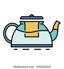 New teapot icon. Outline new teapot vector icon color flat isolated on white