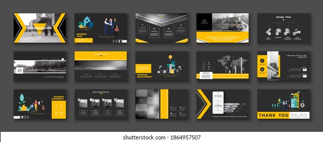 New technologies. Business presentation, infographic design template with yellow elements, background. Start a business A team of people creates a business. Financial work.Use of flyers, marketing SEO