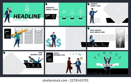 New technologies. Business presentation, powerpoint, infographic design template, multicolored elements, background. Start a business. A team of people creates a business. Financial work. Use of flyer